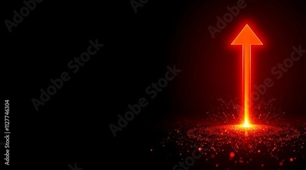Fototapeta Digital blue arrow pointing forward, arrow on tech background