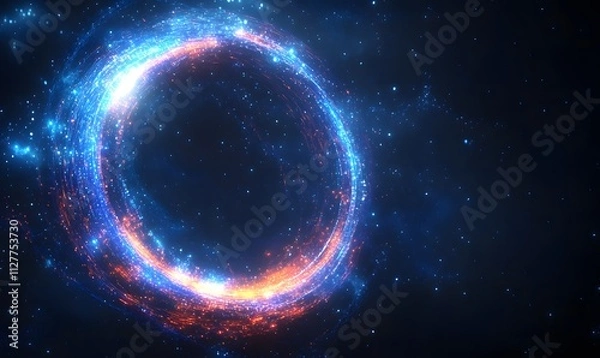 Fototapeta  Abstract glowing circle lines on dark blue background. Geometric stripe line art design. Modern shiny blue lines. Futuristic technology concept. Suit for poster, cover, banner, brochure and website 