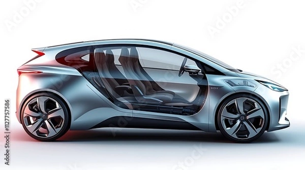 Fototapeta Cutaway view of electric car showcasing lithium-ion battery technology for efficient energy use.