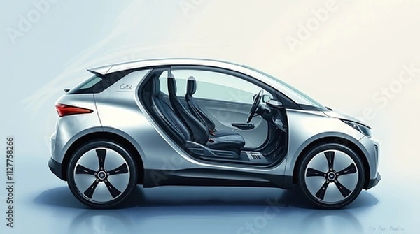 Fototapeta Cutaway view of electric car showcasing lithium-ion battery technology for efficient energy use.