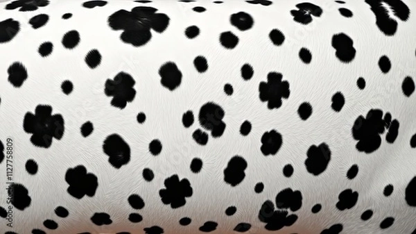 Fototapeta Seamless Dalmatian Pattern, Animal Print, Ink Spots, Horizontal, White Background, Dog Fur Texture, Leopard, Cow, Sharp Colors, Bright, Professional