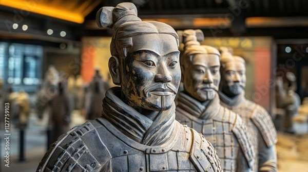Fototapeta Terracotta army statues, ancient warriors.