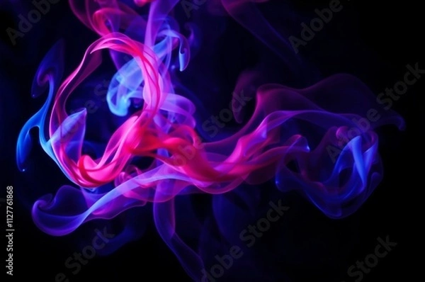 Fototapeta Vibrant Abstract Smoke Patterns in Blue and Pink Hues on a Black Background