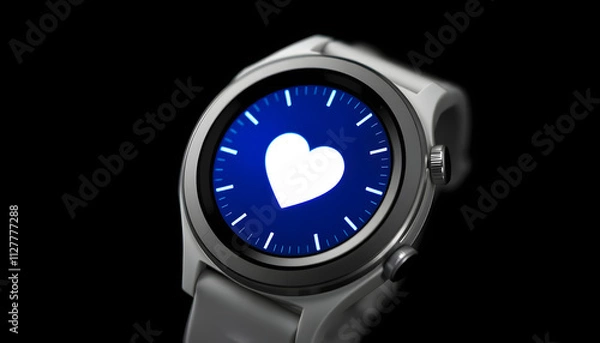 Fototapeta Close up white smart watch with health app icon on the screen isolated with white highlights, png