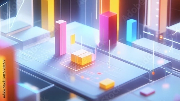 Fototapeta Dynamic data visualization abstract 3d graphs in digital space modern technology environment futuristic viewpoint