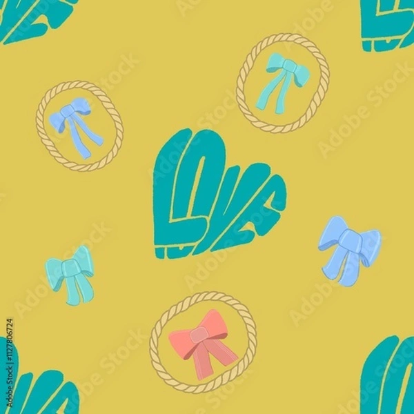 Fototapeta Love image, heart shape, seamless pattern design Illustrations used for Valentine's Day or other festivals On a colorful background