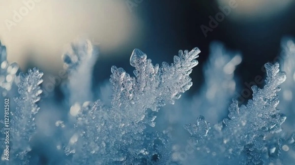 Fototapeta Delicate Ice Crystals Form Intricate Winter Patterns