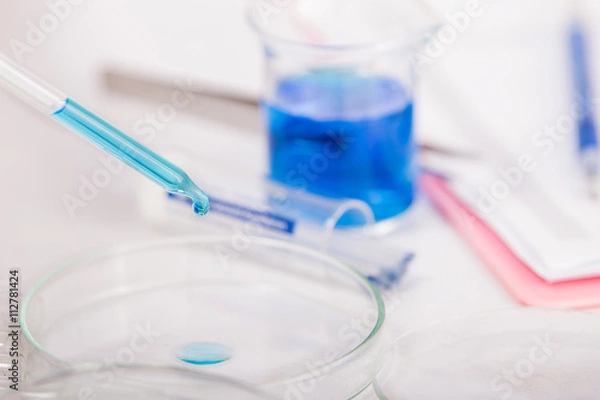 Fototapeta Equipment and experiments about science and chemistry. Being used in chemical experiments or manufacturing biological drugs .