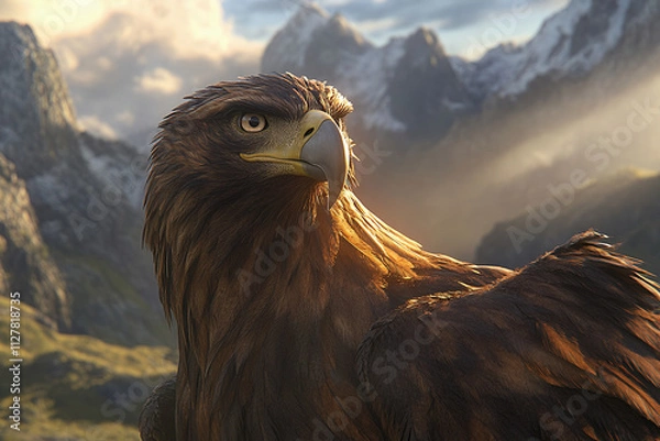 Obraz Radiant Flight: Majestic Eagle with Shimmering Wings