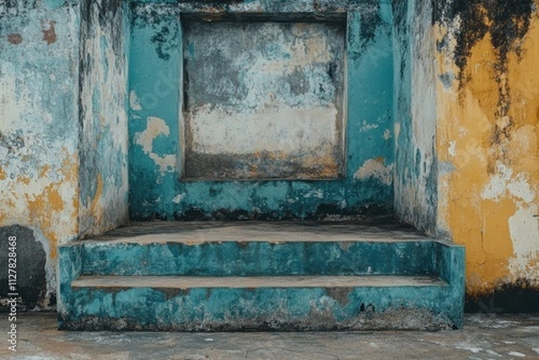 Fototapeta Rustic Steps and Weathered Wall