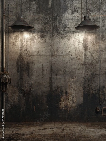 Fototapeta Grunge Industrial Background with Metal Wall and Floor