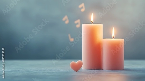 Fototapeta Romantic candlelit setting for valentine's day soft glow and heartfelt atmosphere