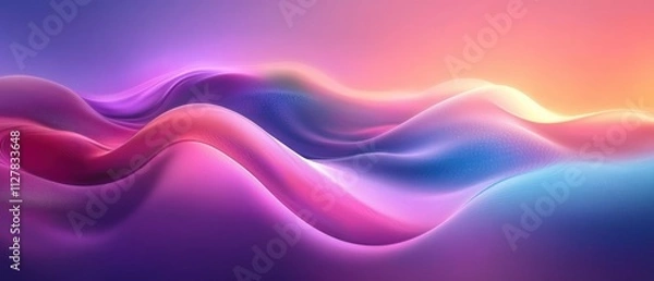 Fototapeta Abstract Landscape with Flowing Curves and Gradients in Pink and Turquoise