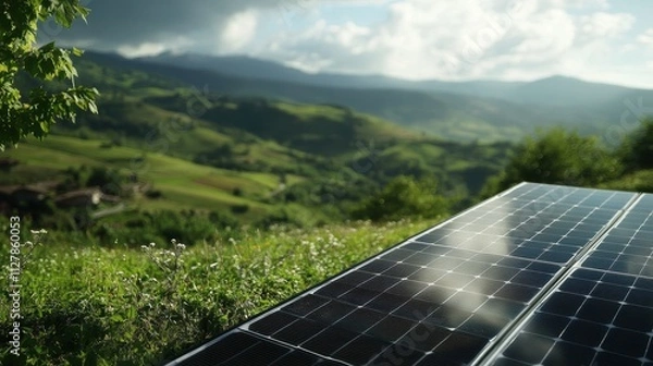 Obraz Renewable Energy Amid Serene Mountain Landscape