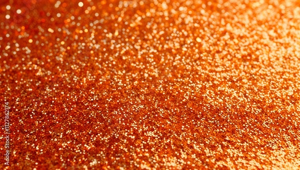 Obraz Sparkling orange glitter spreading across a surface creates a vibrant and eye-catching effect for various applications