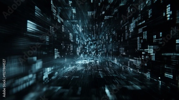 Fototapeta Abstract Digital Data Stream Corridor Visualization