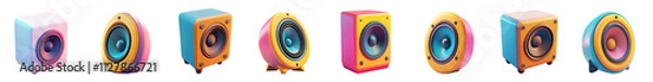 Fototapeta speaker woofer- 3d Set on transparent background PNG file	