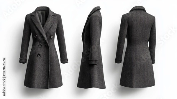 Obraz Ultra detailed, photorealistic fashion design sketch of a modern tailored blazer with contrast stitching