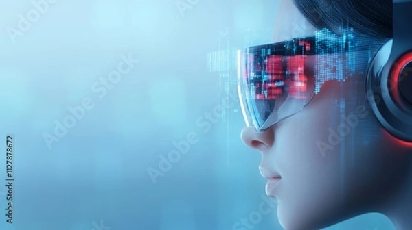 Fototapeta Futuristic Entrepreneur Analyzing Data with Advanced Headset Technology