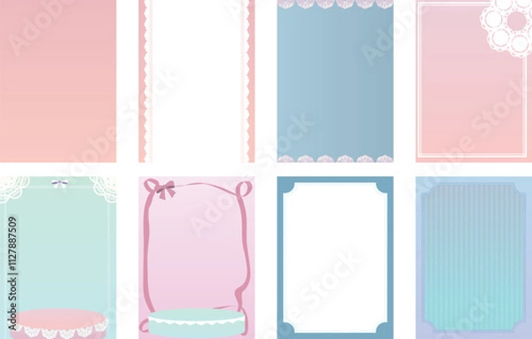 Fototapeta ガーリー・可愛いおしゃれなフレームイラストセット