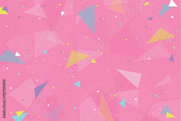 Obraz 三角明るくポップな背景素材 ピンク カラフル ゆめかわ パステル バックグラウンド ドット ストライプ