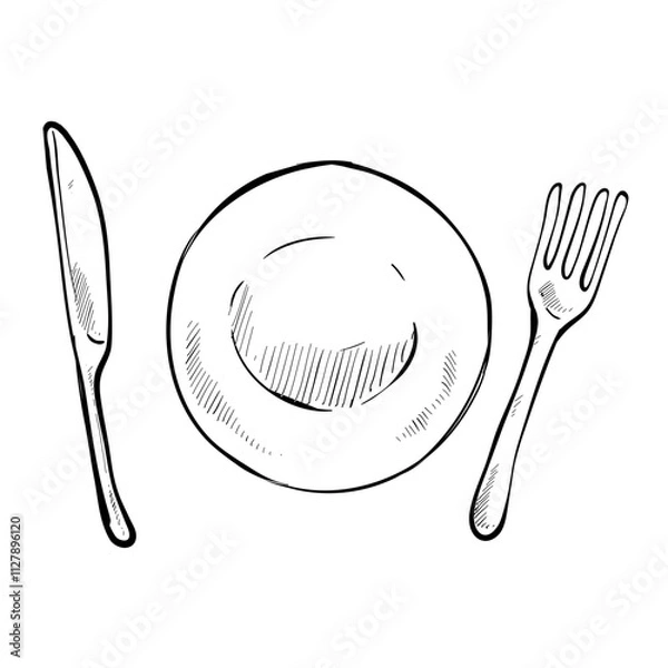 Obraz cutlery set handdrawn illustration