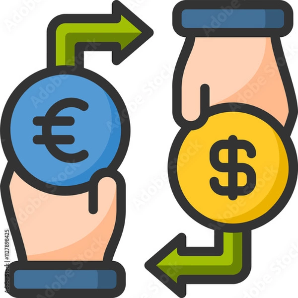Obraz Money exchange icon for fintech, financial, finance, banking, digital, innovation, security, money, bank, tech, cryptocurrency, blockchain and technology