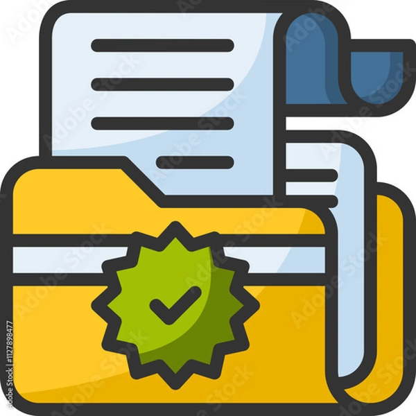Obraz Document verification icon for fintech, financial, finance, banking, digital, innovation, security, money, bank, tech, cryptocurrency, blockchain and technology