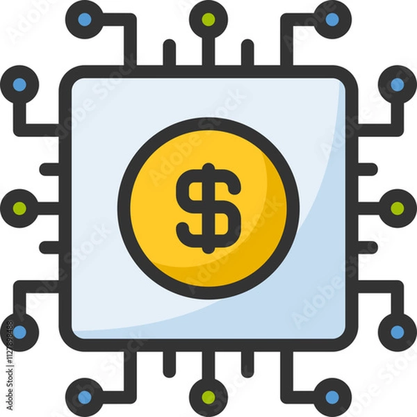 Obraz Digital money icon for fintech, financial, finance, banking, digital, innovation, security, money, bank, tech, cryptocurrency, blockchain and technology