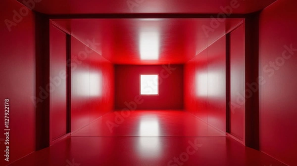 Fototapeta Red empty room or studio. Box top view