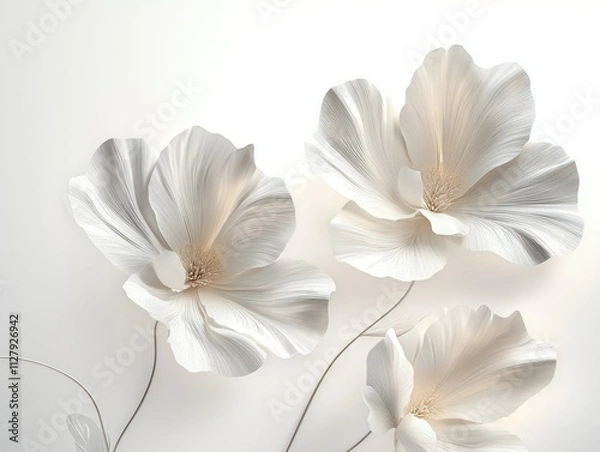Fototapeta Elegant White Background with Framed Floral Design Elegant Composition