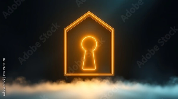 Fototapeta A glowing key suspended in a doorway, illuminating a dark room, symbolizing opportunity, unlocking potential, and new beginnings in a mysterious and hopeful atmosphere