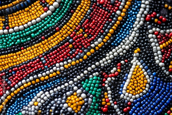 Fototapeta Zulu Beadwork Pattern: Colorful African Textile Design