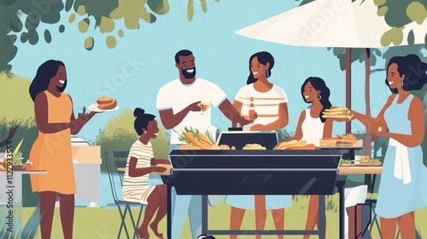 Fototapeta A family enjoying an amusement park day, riding roller coasters and laughing together.