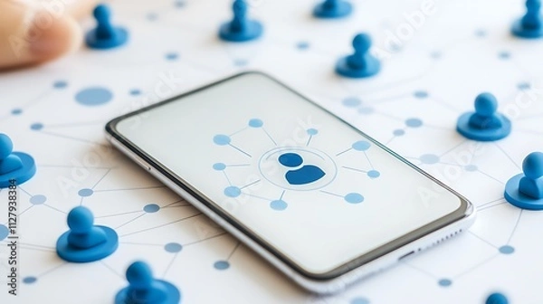 Fototapeta Digital network connecting people through smartphones representing social connectivity and technology