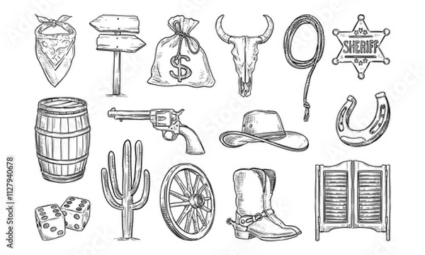 Obraz Wild West Handdrawn Collection