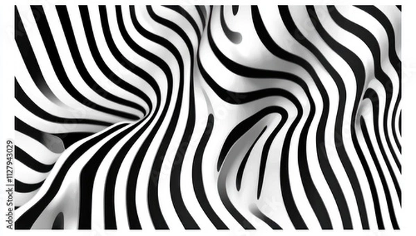 Fototapeta Abstract black and white wavy striped pattern.
