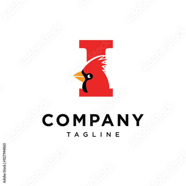 Obraz Letter I Cardinal Bird Logo Icon Vector