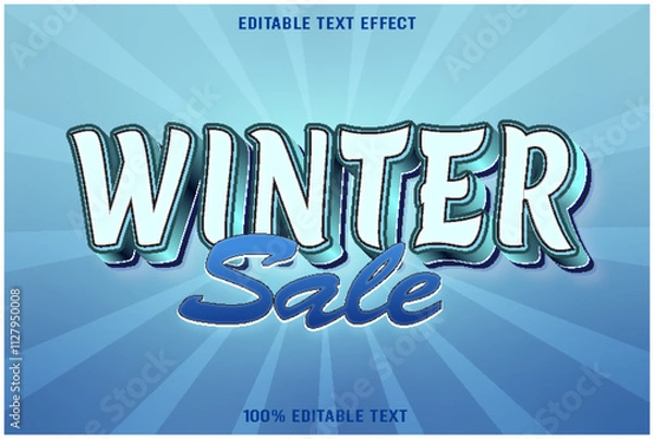 Obraz Winter Sale editable text effect 3d emboss modern style