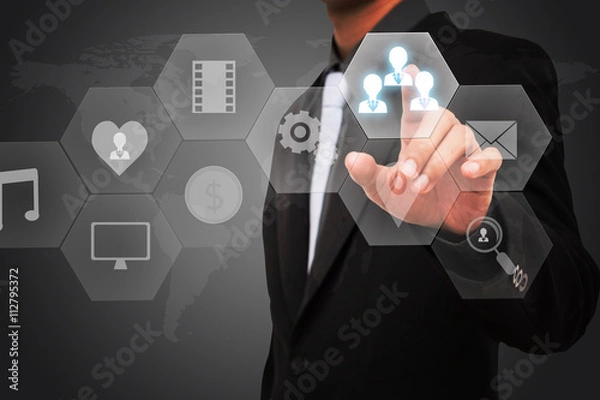 Obraz Template business man select touch air.