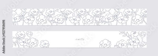 Fototapeta ガーベラのシンプルイラスト。ガーベラの手書きベクターイラスト。シンプルなおしゃれポストカードテンプレートセット。Simple illustration of gerbera. Hand drawn vector illustration of gerbera. Simple stylish postcard template set.