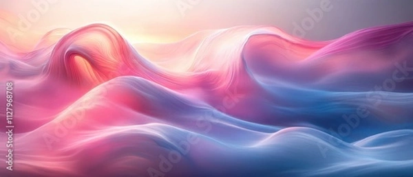 Fototapeta Abstract Flowing Landscape with Vibrant Pink and Turquoise Gradients