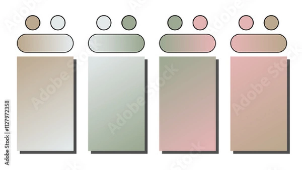Obraz Set of vector gradient background. Cover set design with Nude, Misty Blue, Sage Green, Rosewater color. Beautiful abstract gradient for covers, wallpapers, branding, business cards vector illustration
