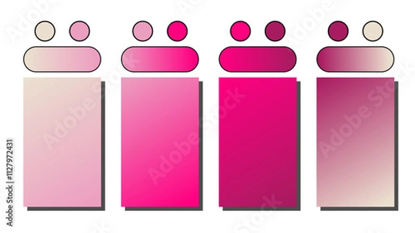 Obraz Set of vector gradient background. Cover set design with Champagne, Hot Pink, Fuchsia, Pink color. Beautiful abstract gradient for covers, wallpapers, branding, business cards. Vector illustration