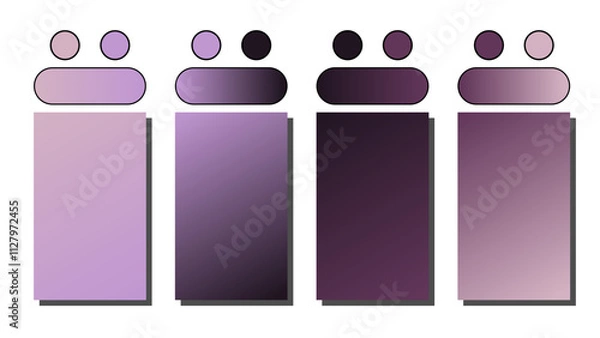 Obraz Set of vector gradient background. Cover set design with Mauve, Lavender, Black, Orchid color. Beautiful abstract gradient for covers, wallpapers, branding, business cards. Vector illustration
