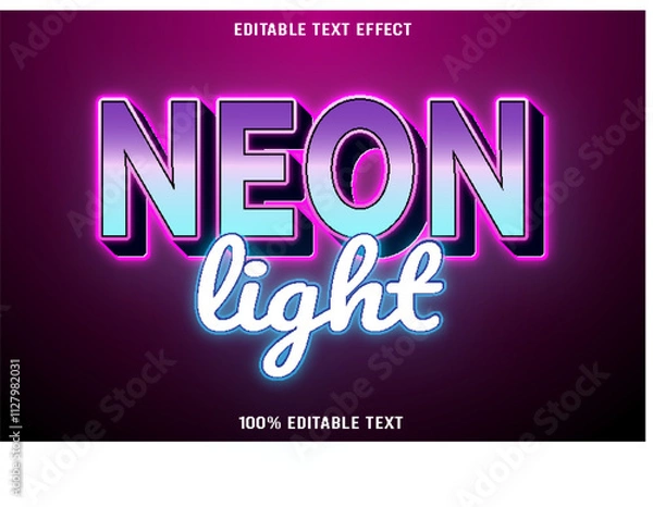 Obraz Neon Light editable text effect 3d emboss neon style