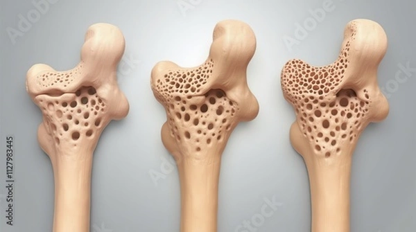 Fototapeta High-Resolution Medical Illustration of Three Femur Bone Stages