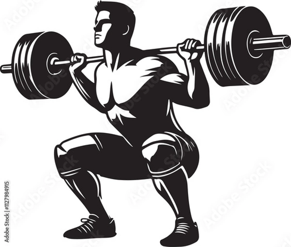 Fototapeta Powerlifter squatting silhouette vector art, Powerlifter squatting design