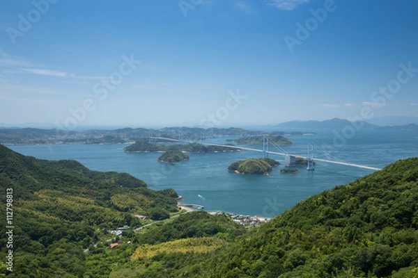 Fototapeta 亀老山から見たしまなみ海道　来島海峡大橋