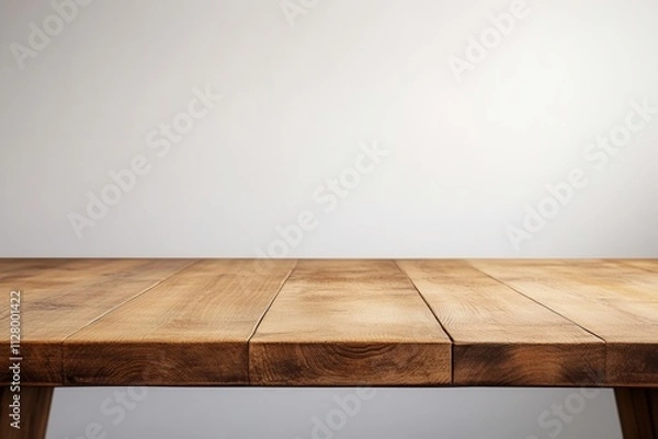 Fototapeta Wooden table with a plain background for versatile use.